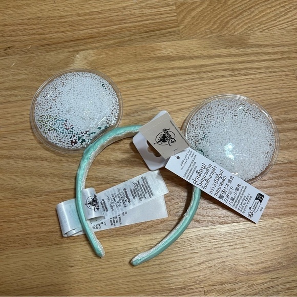 Disney Parks Mickey & Minnie Mouse Snow Globe Ears Head Band NEW Blue Christmas - Picture 5 of 6